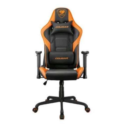 COUGAR ARMOR ELITE SEDIA GAMING IN ECOPELLE REGOLABILE CON BRACCIOLI BASE A 5 RAGGI PORTATA MAX 120Kg BLACK/ORANGE